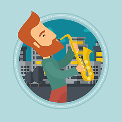 Image showing Musician playing saxophone vector illustration.