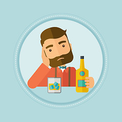 Image showing Man drinking alone at the bar vector illustration.