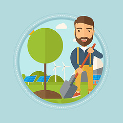 Image showing Man plants tree vector illustration.