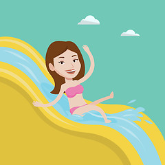 Image showing Woman riding down waterslide vector illustration.