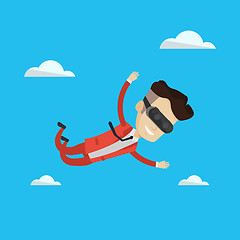 Image showing Businessman in vr headset flying in the sky.