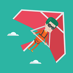 Image showing Man flying on hang-glider vector illustration.