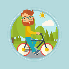 Image showing Man riding bicycle in the park vector illustration