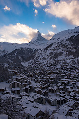 Image showing aerial view on zermatt valley and matterhorn peak