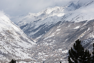 Image showing aerial view on zermatt valley and matterhorn peak