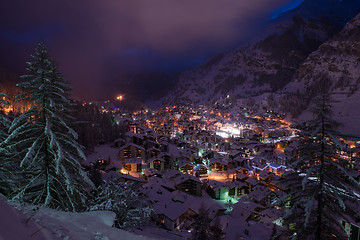 Image showing aerial view on zermatt valley and matterhorn peak