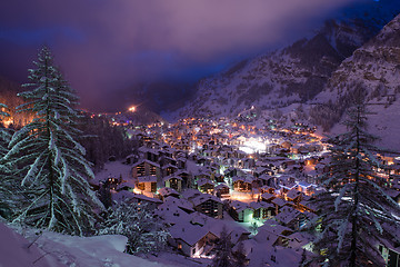 Image showing aerial view on zermatt valley and matterhorn peak