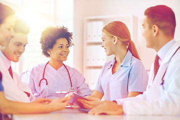 Image showing group of happy doctors meeting at hospital office