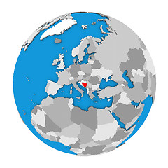 Image showing Bosnia on globe