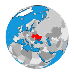 Image showing Ukraine on globe