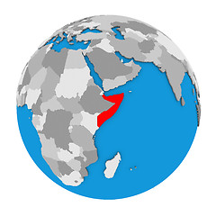 Image showing Somalia on globe