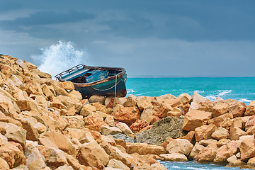 Image showing Boat on the Stony Shore