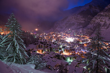 Image showing aerial view on zermatt valley and matterhorn peak