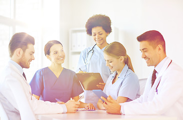 Image showing group of happy doctors meeting at hospital office