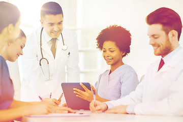 Image showing group of happy doctors meeting at hospital office