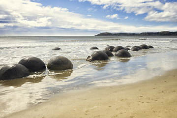 Image showing boulders at the beach of Moeraki New Zealand