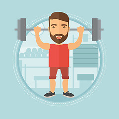 Image showing Man lifting barbell in the gym vector illustration