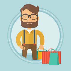 Image showing Man with shopping bags vector illustration.