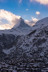 Image showing aerial view on zermatt valley and matterhorn peak