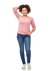 Image showing happy african american young woman over white