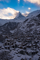Image showing aerial view on zermatt valley and matterhorn peak
