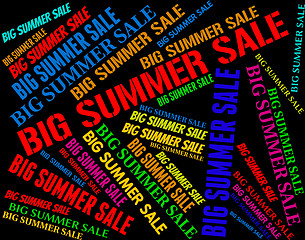 Image showing Big Summer Sale Shows Hot Weather And Bargains