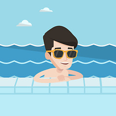 Image showing Smiling young man in swimming pool.