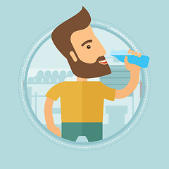 Image showing Sportive man drinking water vector illustration.