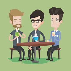 Image showing Group of men drinking hot and alcoholic drinks.