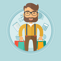 Image showing Happy man with shopping bags vector illustration.