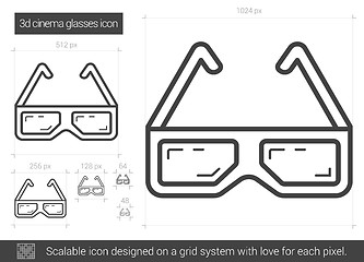 Image showing Three d cinema glasses line icon.