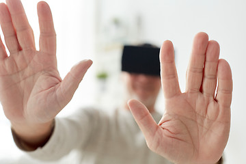 Image showing old man in virtual reality headset or 3d glasses