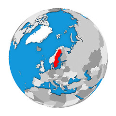 Image showing Sweden on globe