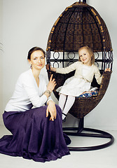 Image showing young mother with daughter at luxury home interior vintage