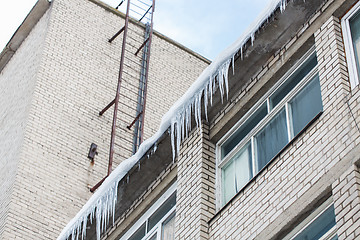 Image showing icicles on building or living house facade