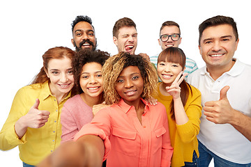 Image showing international group of happy people taking selfie