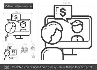 Image showing Video conference line icon.