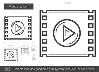 Image showing Video play line icon.