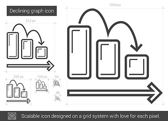 Image showing Declining graph line icon.