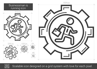 Image showing Businessman is running line icon.