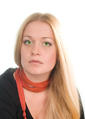 Image showing sad green-eyed blonde