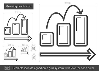 Image showing Growing graph line icon.