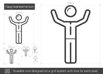 Image showing Happy businessman line icon.