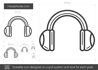 Image showing Headphones line icon.