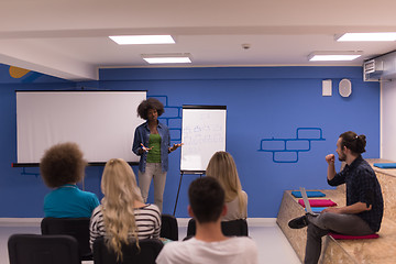 Image showing Black woman Speaker Seminar Corporate Business Meeting Concept