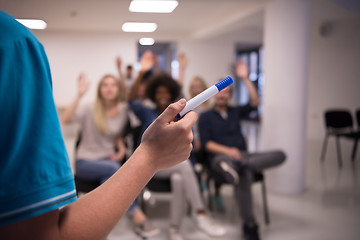 Image showing close up of teacher hand with marker