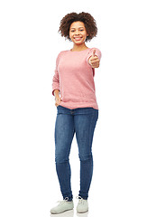 Image showing happy african american woman showing thumbs up