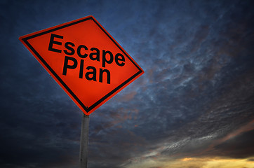 Image showing Orange storm road sign of Escape Plan