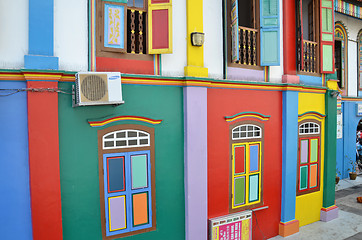 Image showing Colorful facade of building in Little India, Singapore