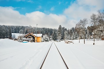 Image showing Old railway station in winter